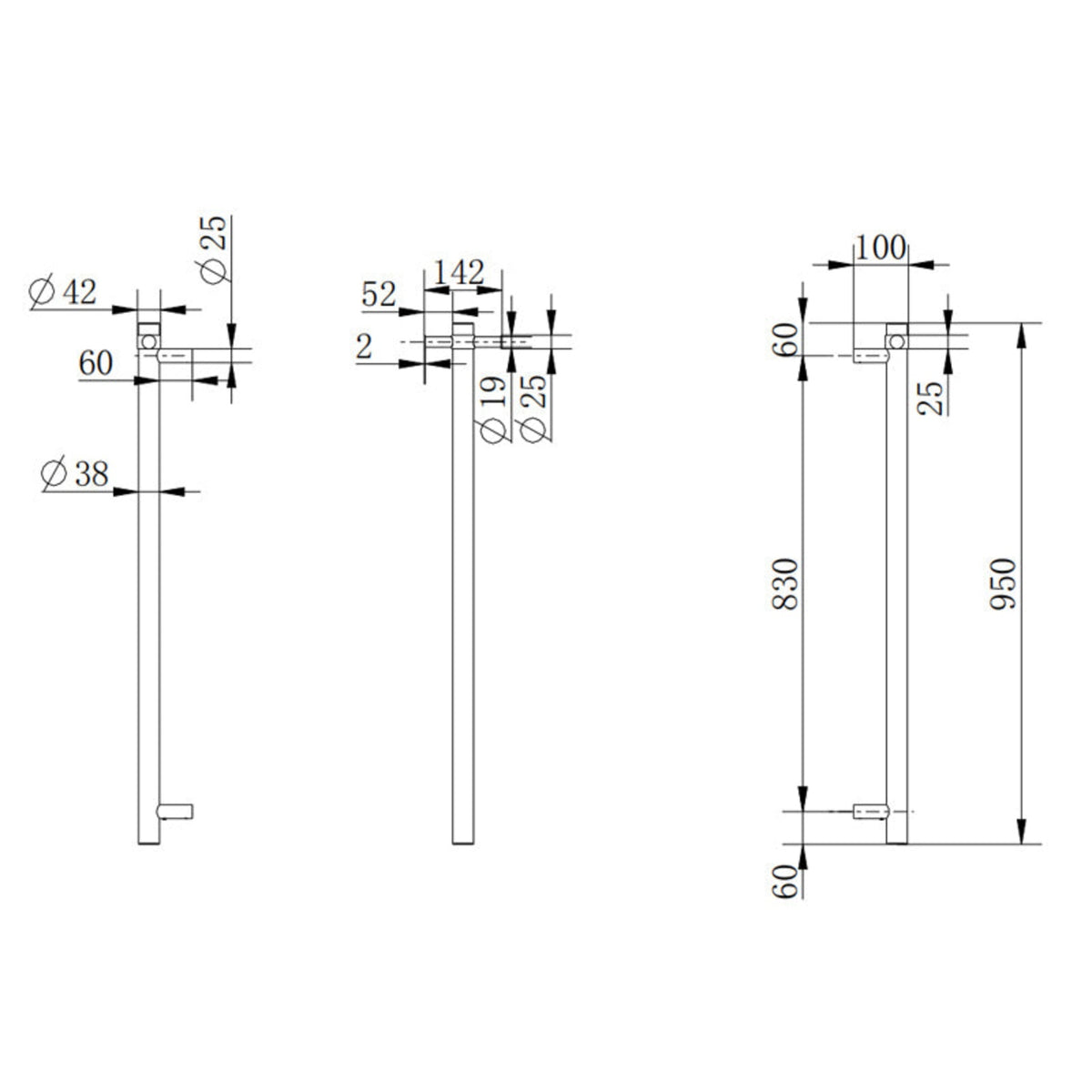 Round Vertical Electric Heated Towel Rack Single Bar(with Timer) | 2 Finishes