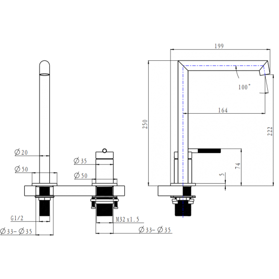 Caddence Split Type Basin Mixer