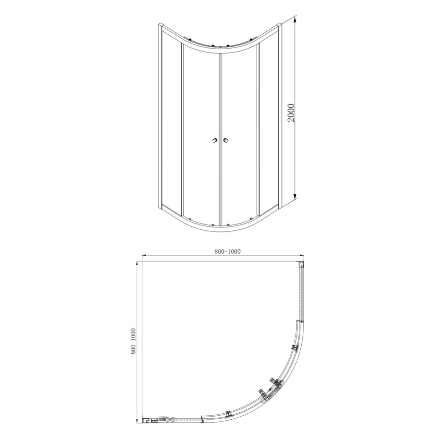 COVEY Wall To Wall Semi-Framed Curved Sliding Door Shower Screen