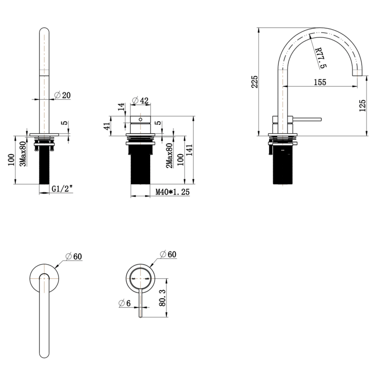 Mica Gooseneck Hob Basin Mixer Set
