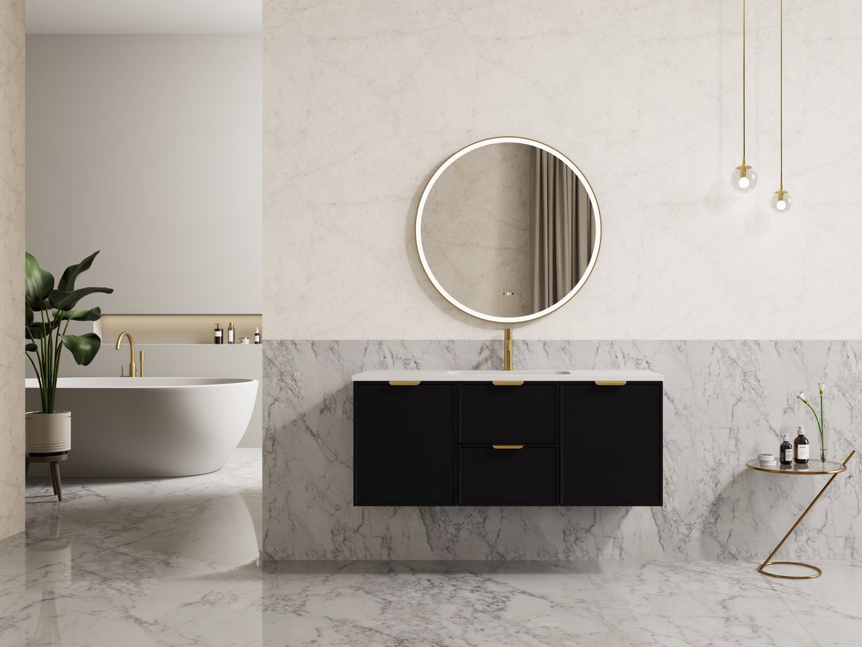 Miami Wall Hung PVC Cabinet 1200mm (Single Bowl/Double Bowl) (Matte Black)