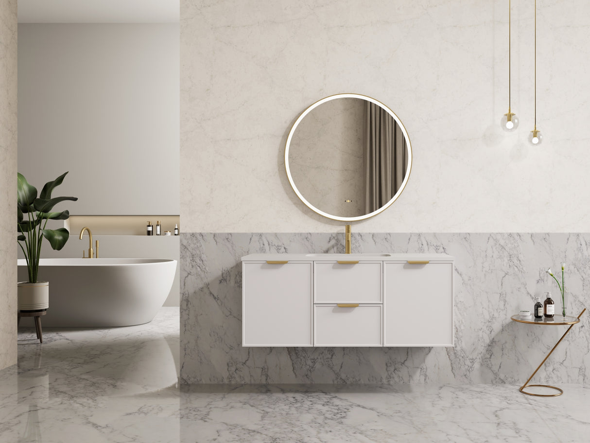 Miami Wall Hung PVC Cabinet 1200mm (Single Bowl/Double Bowl) (Matte White)