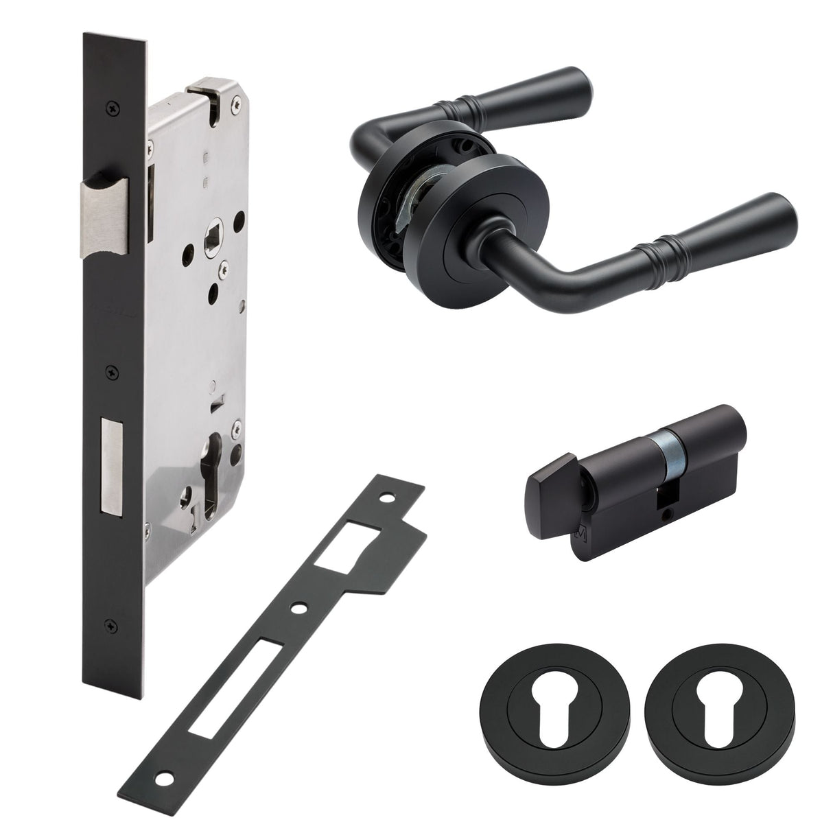 Manovella Entrance Door Kit- Lexton-Matt Black