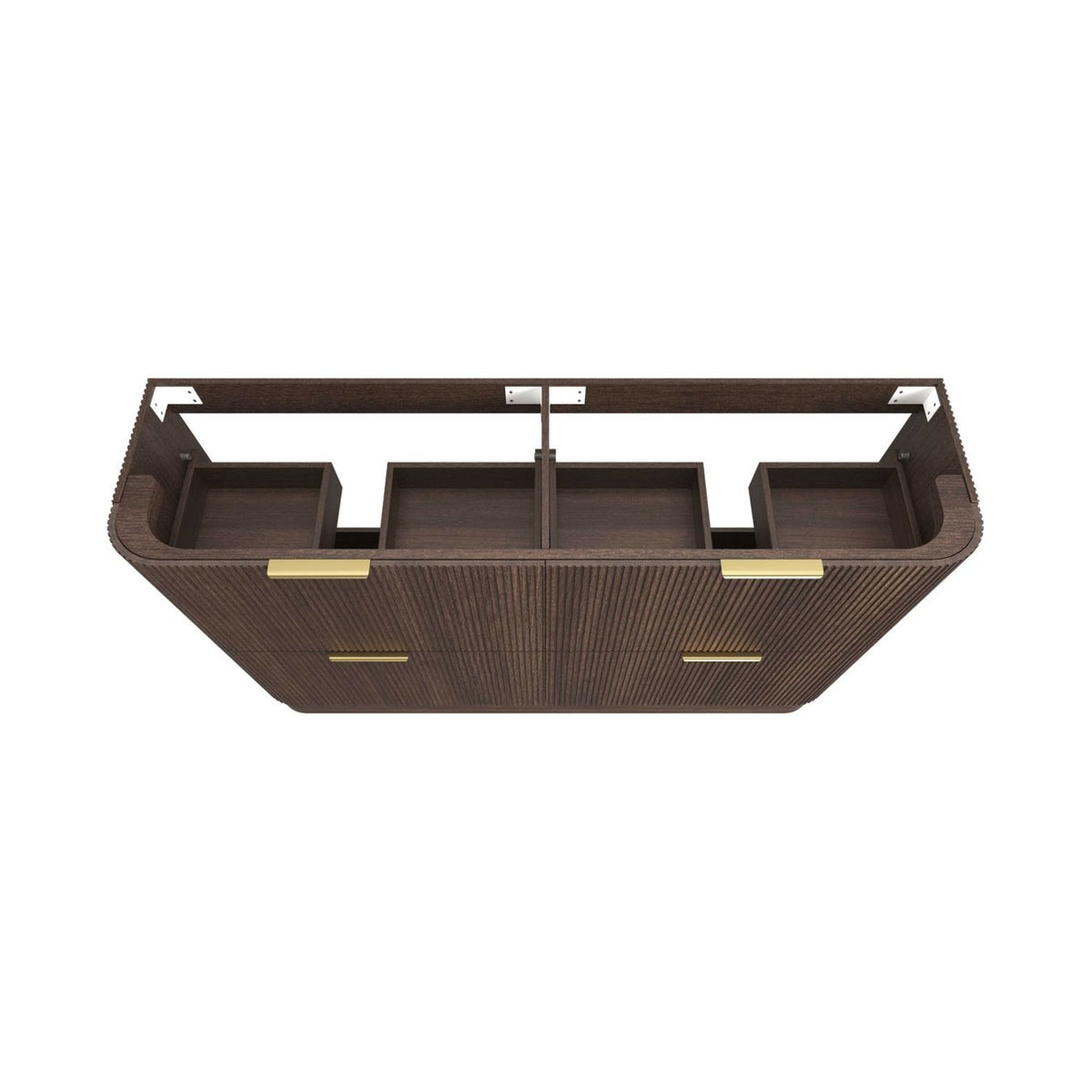 1800-HAVANA Fluted Curved Floor Standing Vanity Sable Walnu
