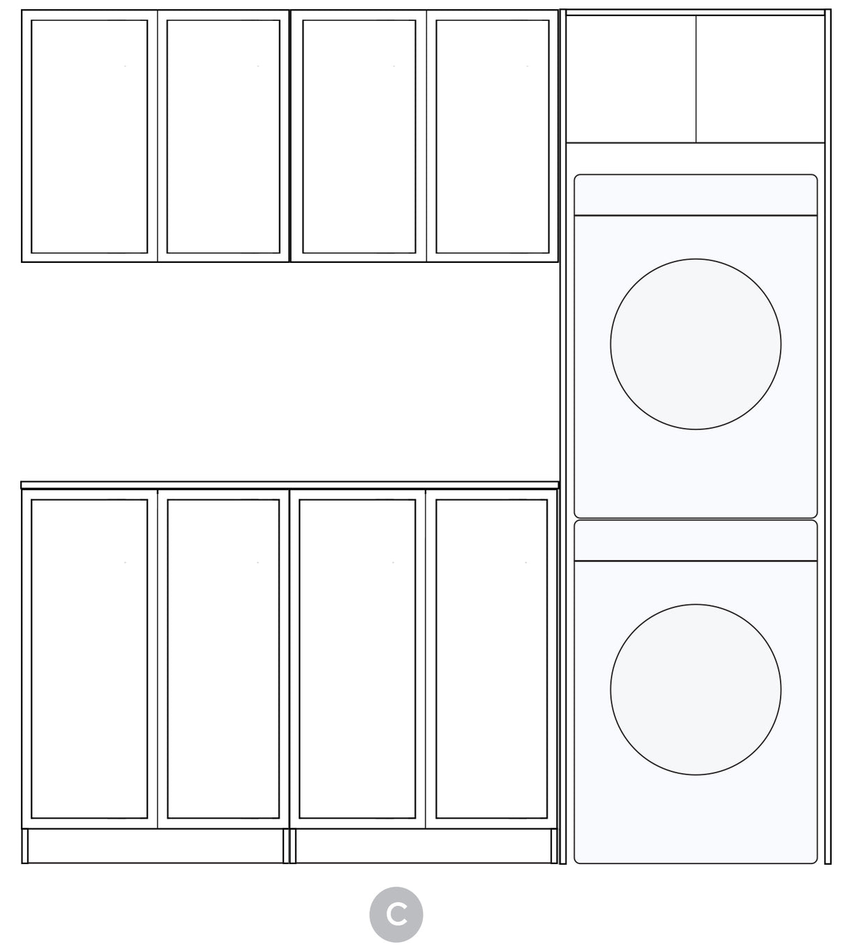 Hampshire White Laundry Cabinet Set 1960x600x2100 (Set C)