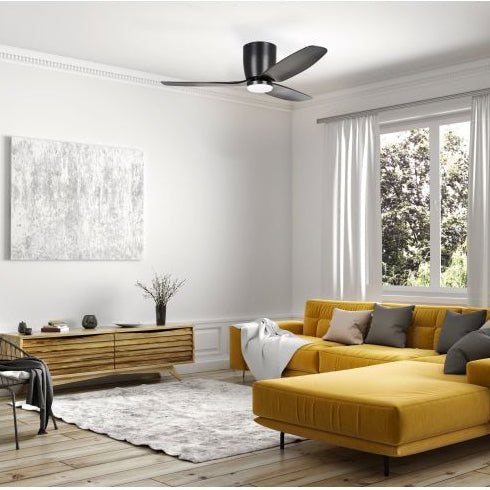 SEACLIFF 44 DC Hugger Ceiling Fan with LED Light Matte Black