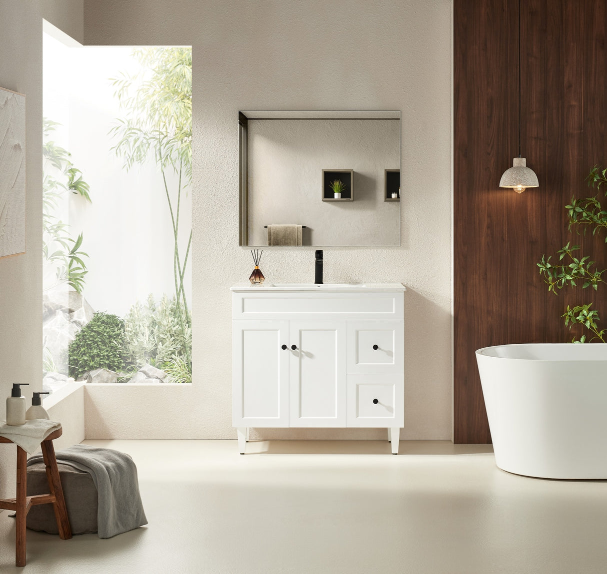Harrington Freestanding PVC Vanity 900mm (Matte White)