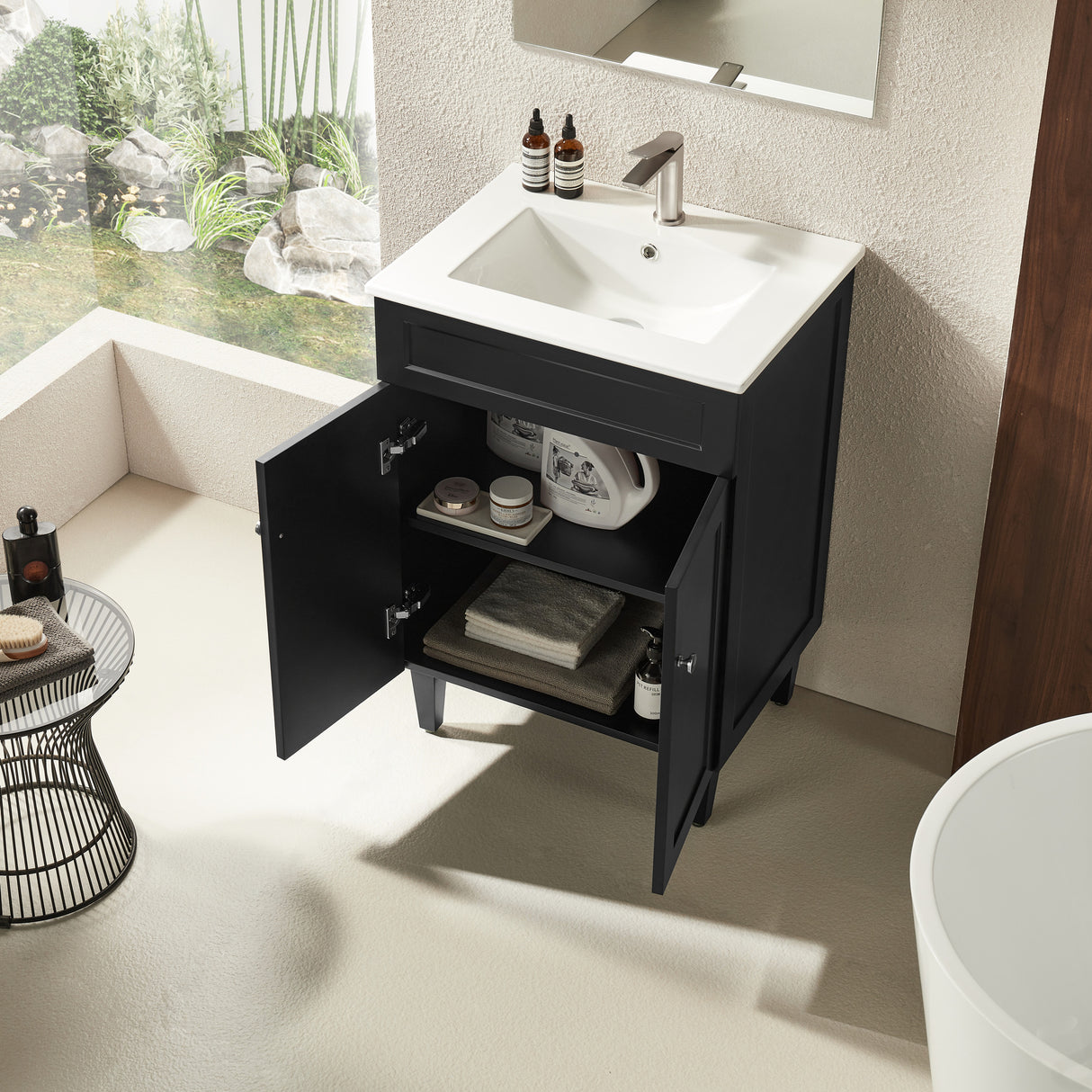 Harrington Floor PVC Cabinet Vanity 600mm (Matte Black)