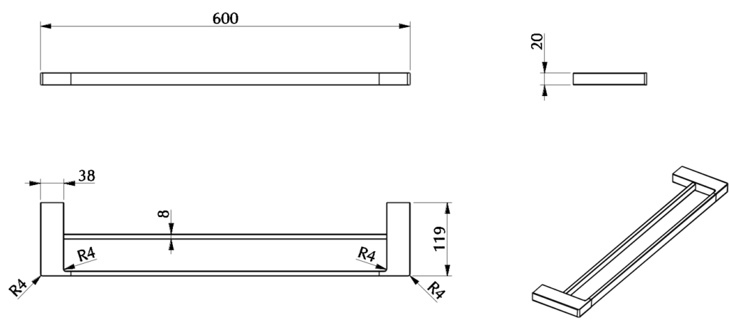 Milos Double Towel Rail - 600mm