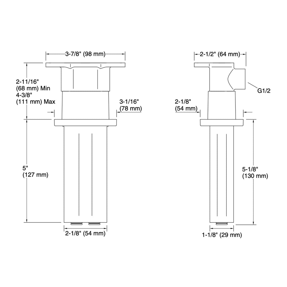 KOHLER Statement Dual Function Ceiling Mount Rainhead Arm - 127mm