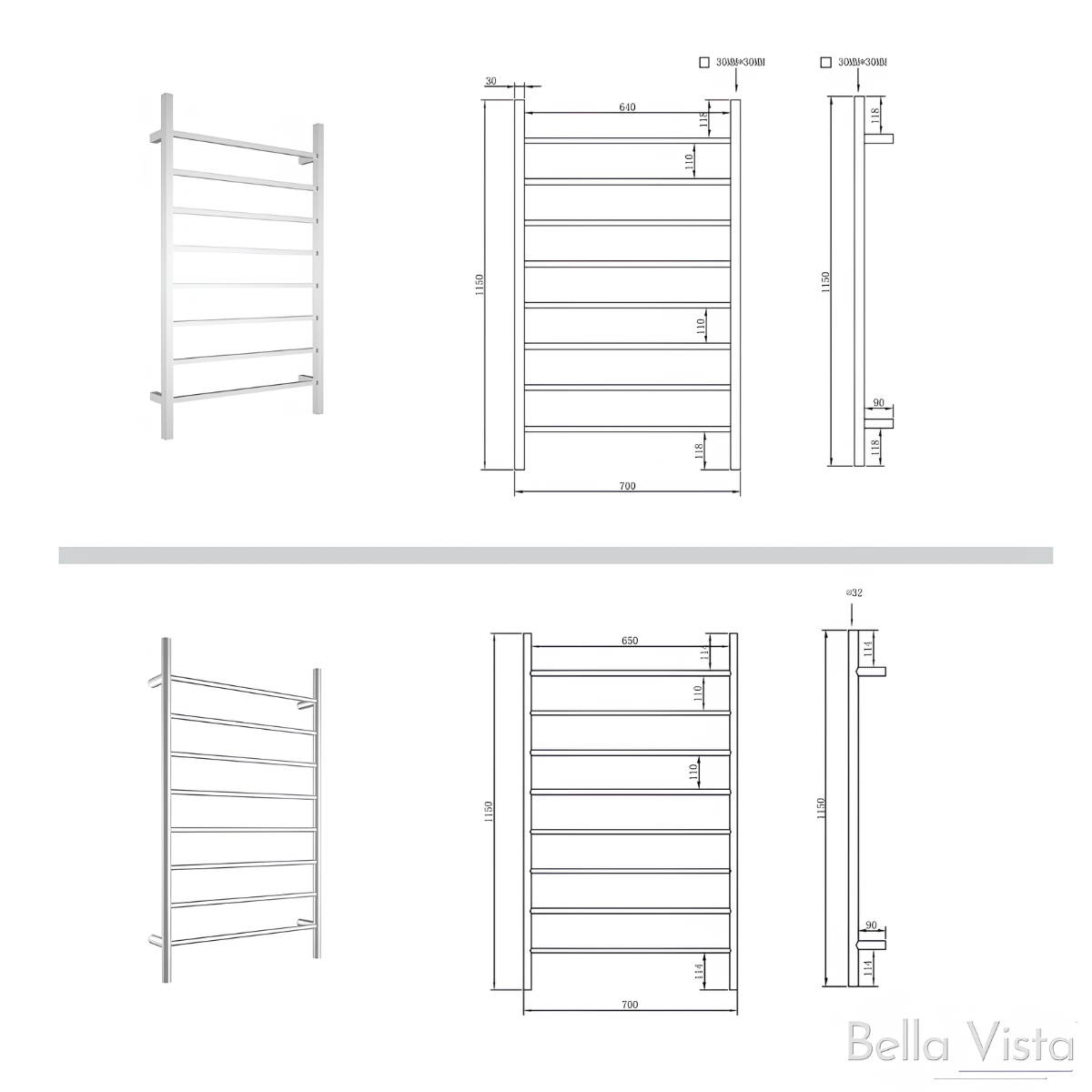Round Towel Ladder 1150x700mm