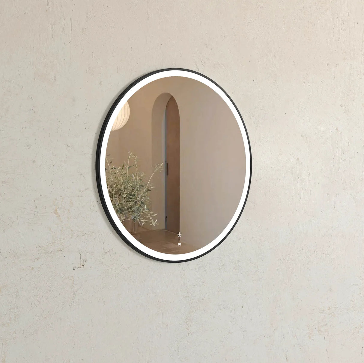 BONDI LED Round Metal Frame Mirror 800x800mm Matte Black