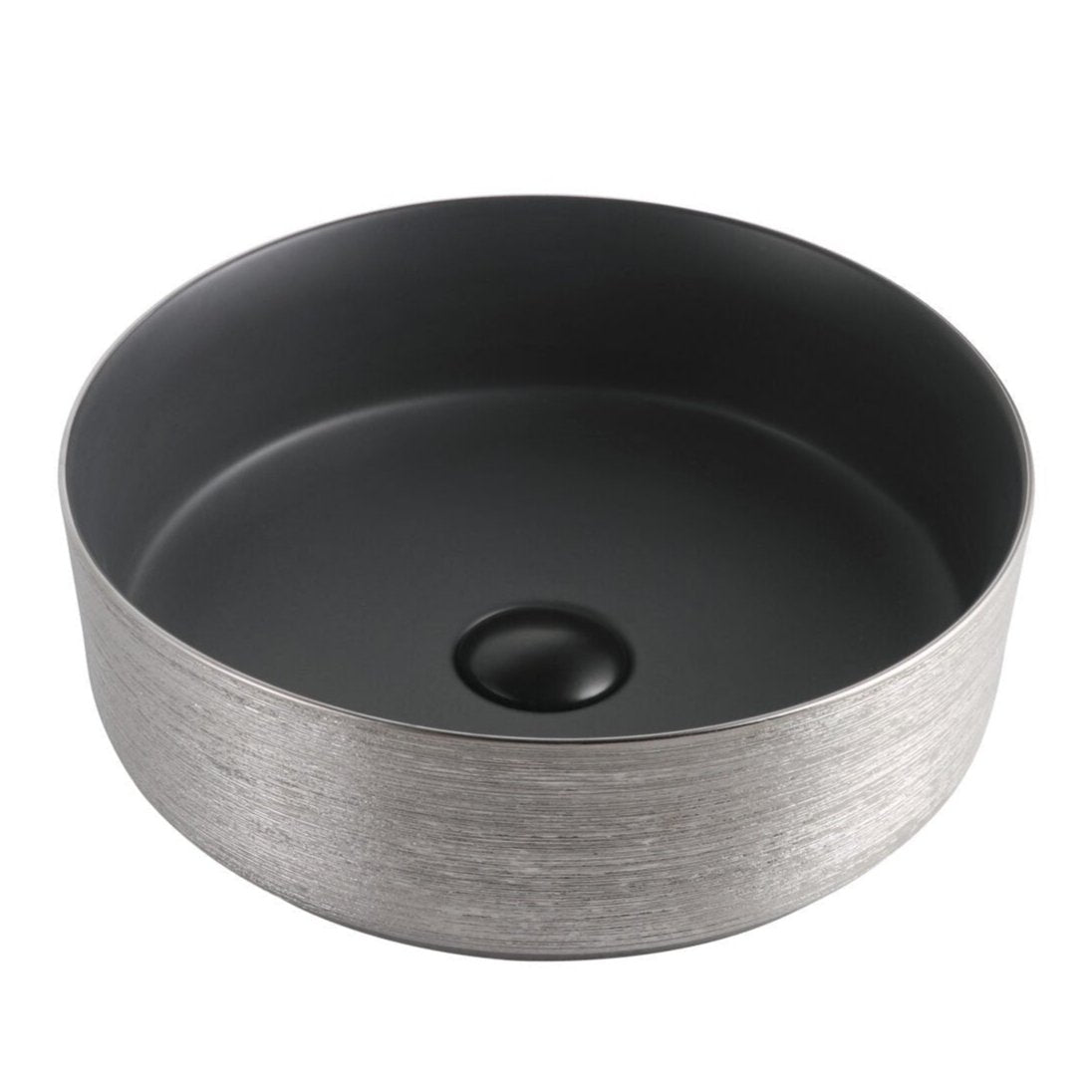 ABS Brushed Silver & Matt Black Basin (Round: 360x360x120)