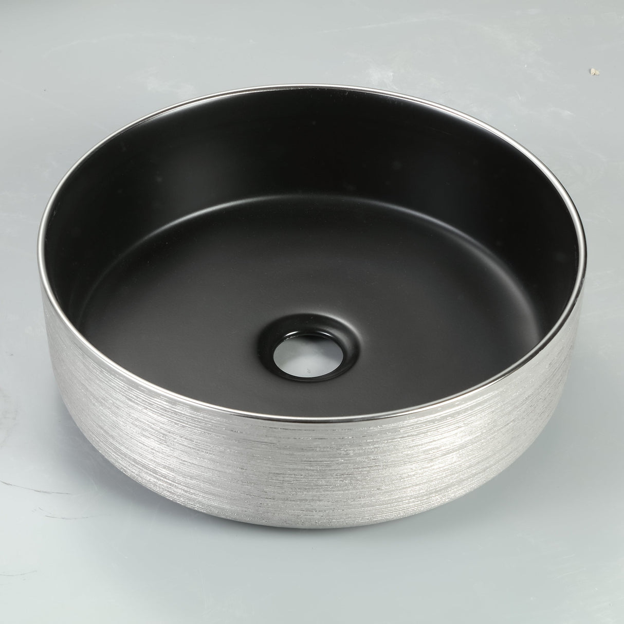ABS Brushed Silver & Matt Black Basin (Round: 360x360x120)