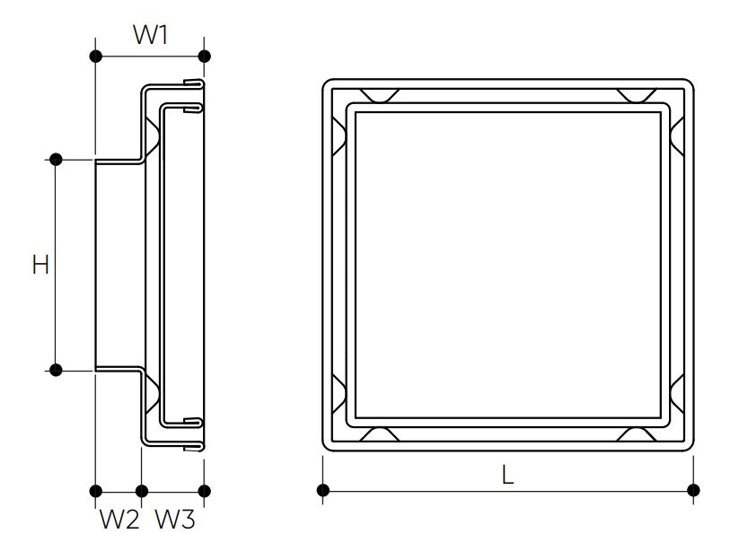316 Stainless Steel Tile Insert Grate Square 80MM drawing