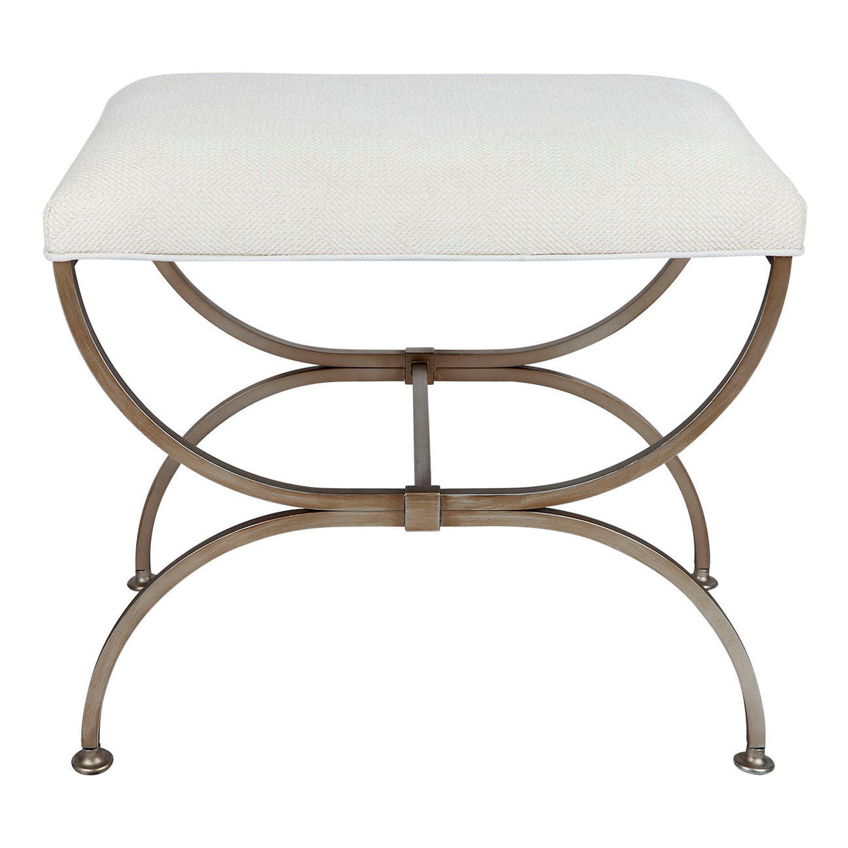 Novak Antique Gold Iron Stool - Natural Linen