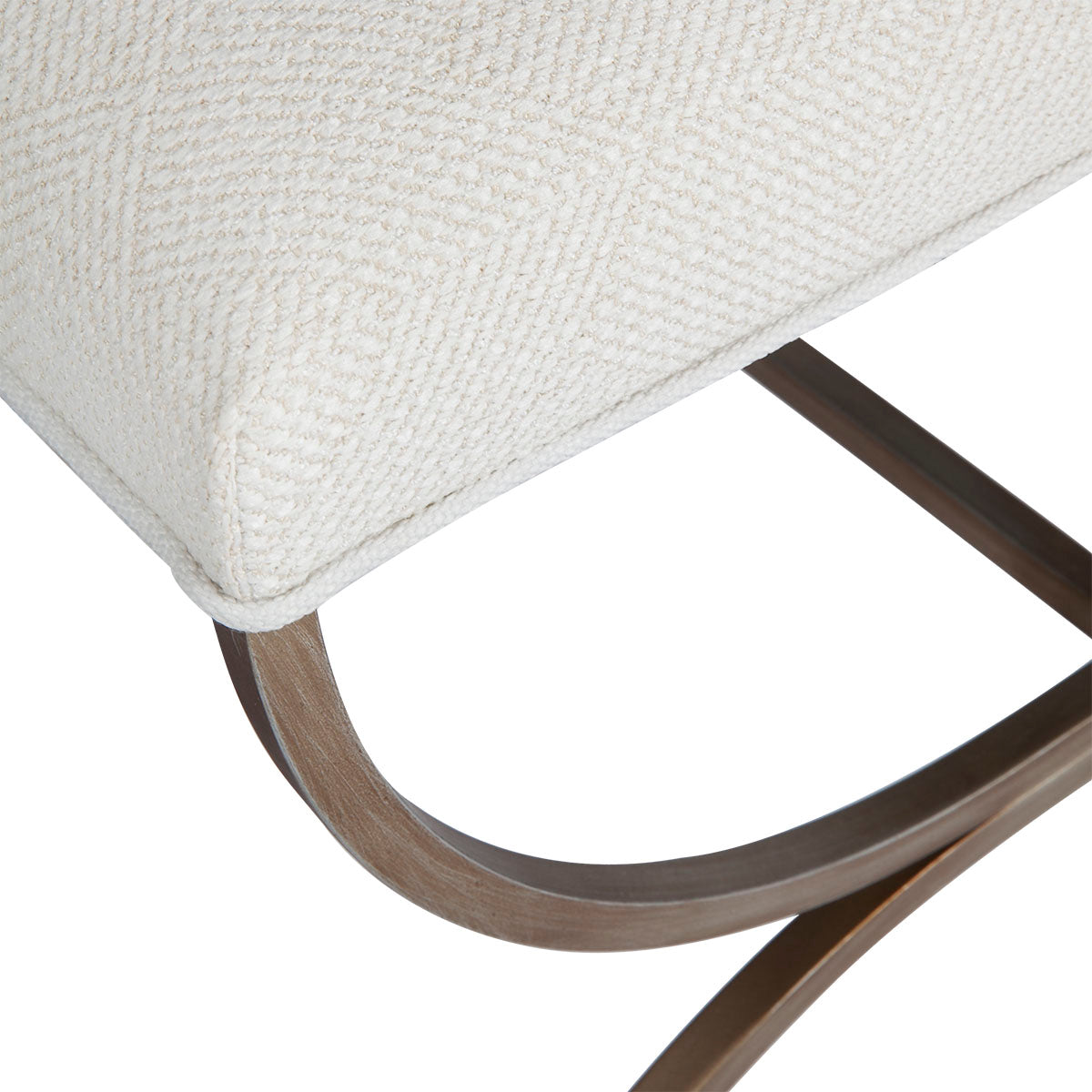 Novak Antique Gold Iron Stool - Natural Linen