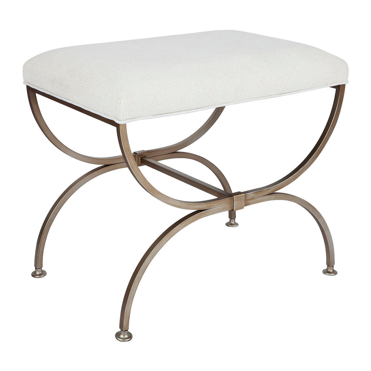 Novak Antique Gold Iron Stool - Natural Linen