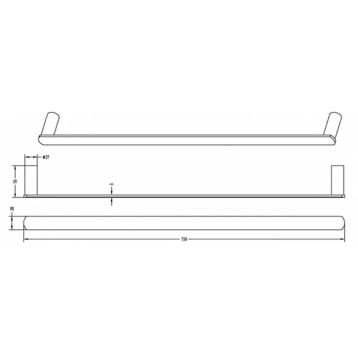VETTO Single Towel Rail (750mm) - Matte Black