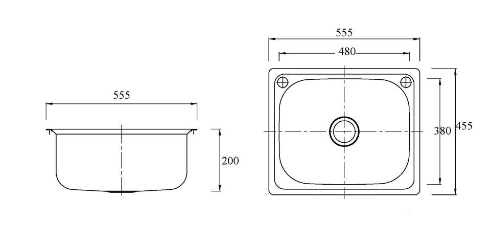 35L Stainless Steel Laundry Sink 555x455x200