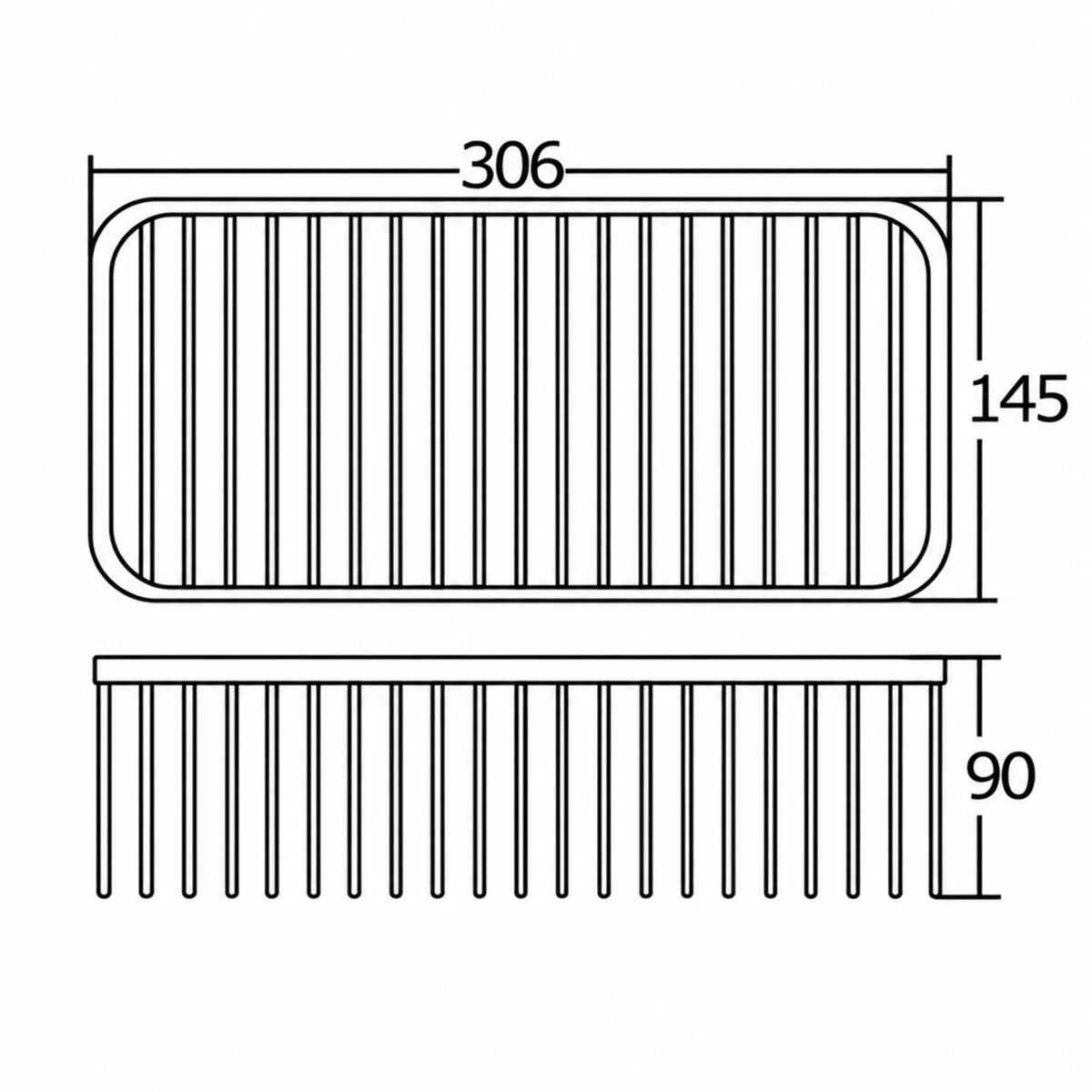RANDO Rectangular Basket Chrome (306x145x90mm)