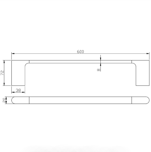 Cora Single Towel Rail 600 mm - Technical Drawing