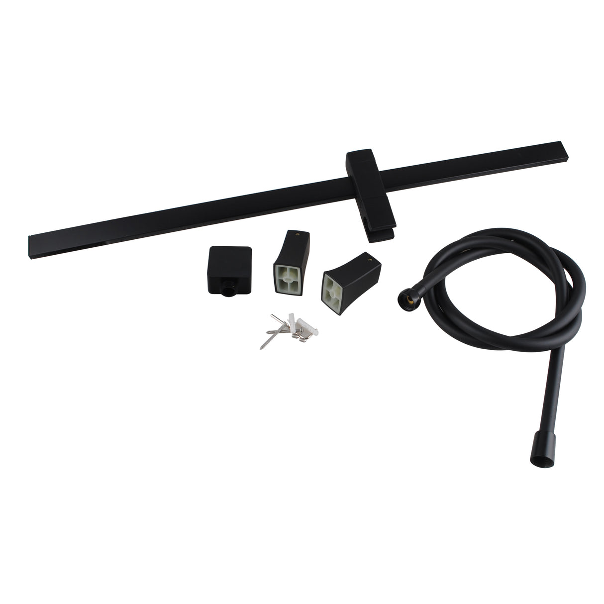 3 Functions Square Hand Held Shower Set With Rail - Black