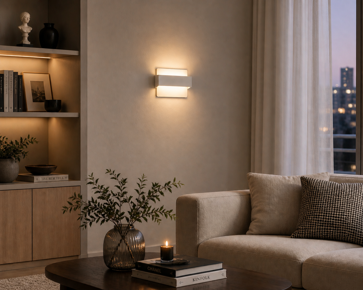 ATLANTA: City Series LED Interior Tri-CCT Up/Down Rectangular Dimmable Wall Light