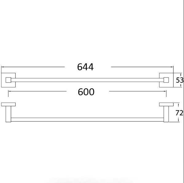 Sara Single Towel Rail 600 mm (Chrome)