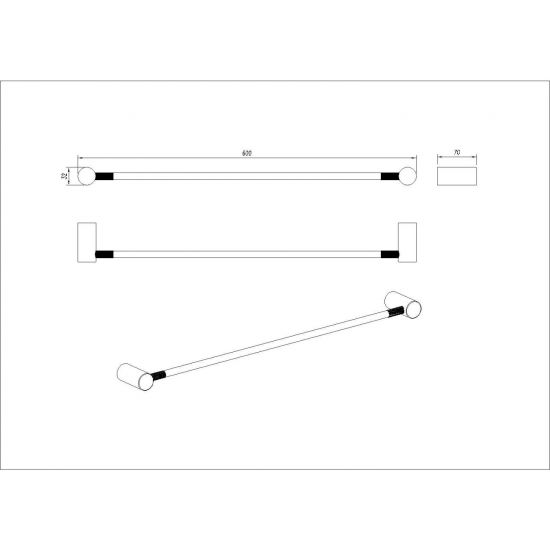 Caddence Single Towel Rail 600mm
