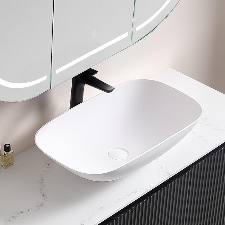 POSEIDON Percy Matte White Solid Surface Stone Basin (Rectangle: 550x400x155mm)
