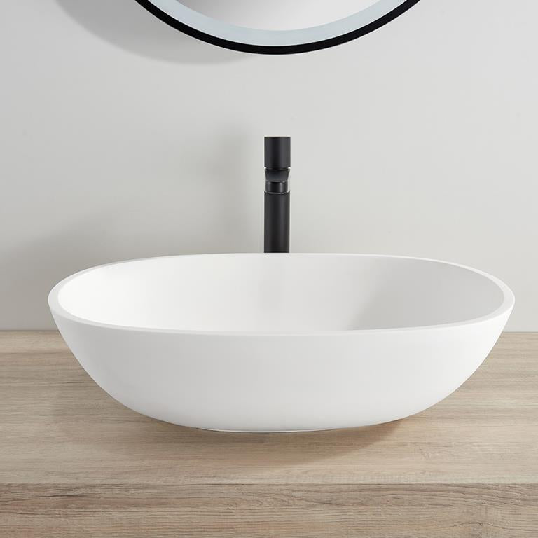 POSEIDON Percy Matte White Solid Surface Stone Basin (Rectangle: 550x400x155mm)