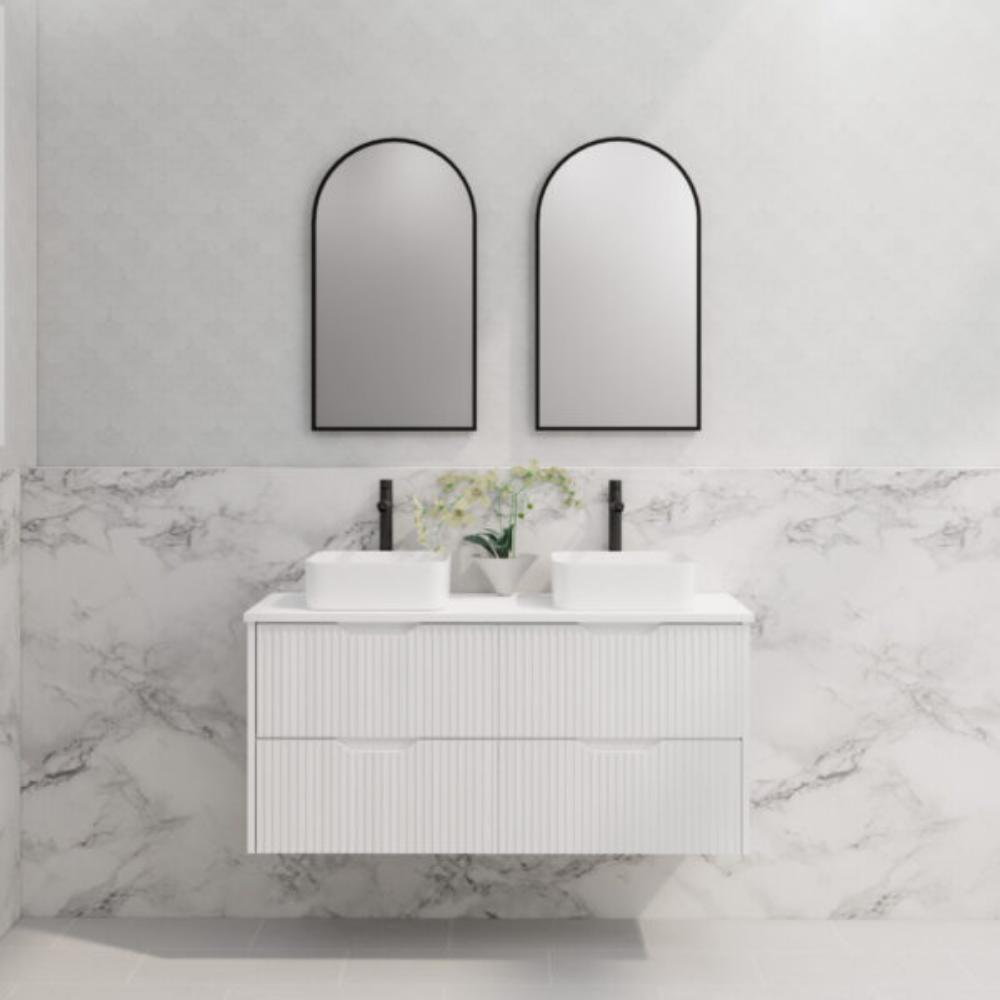 ABS BALI Wall Hung Double Bowl Vanity 1200mm (Matte White)