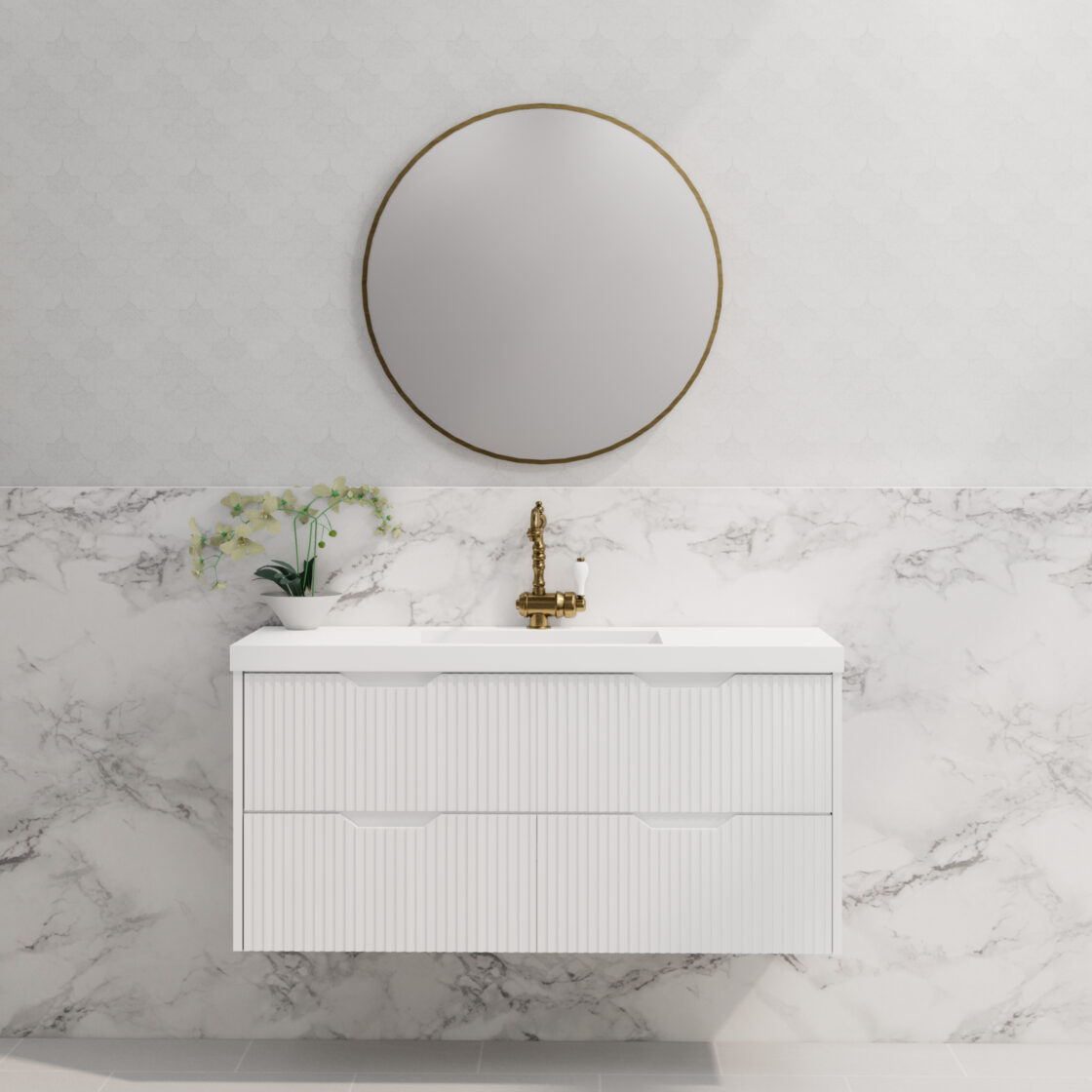 ABS BALI Wall Hung Single Bowl Vanity 1200mm (Matte White)