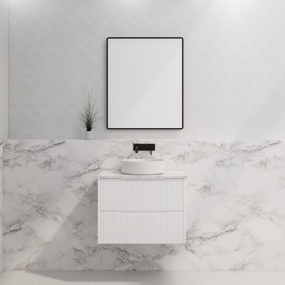 ABS BALI Wall Hung Vanity Matte white 750mm