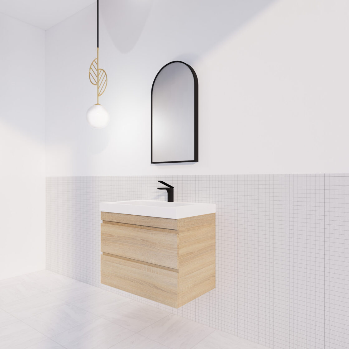 ABS MF Light American Oak Wall Hung Vanity 750mm