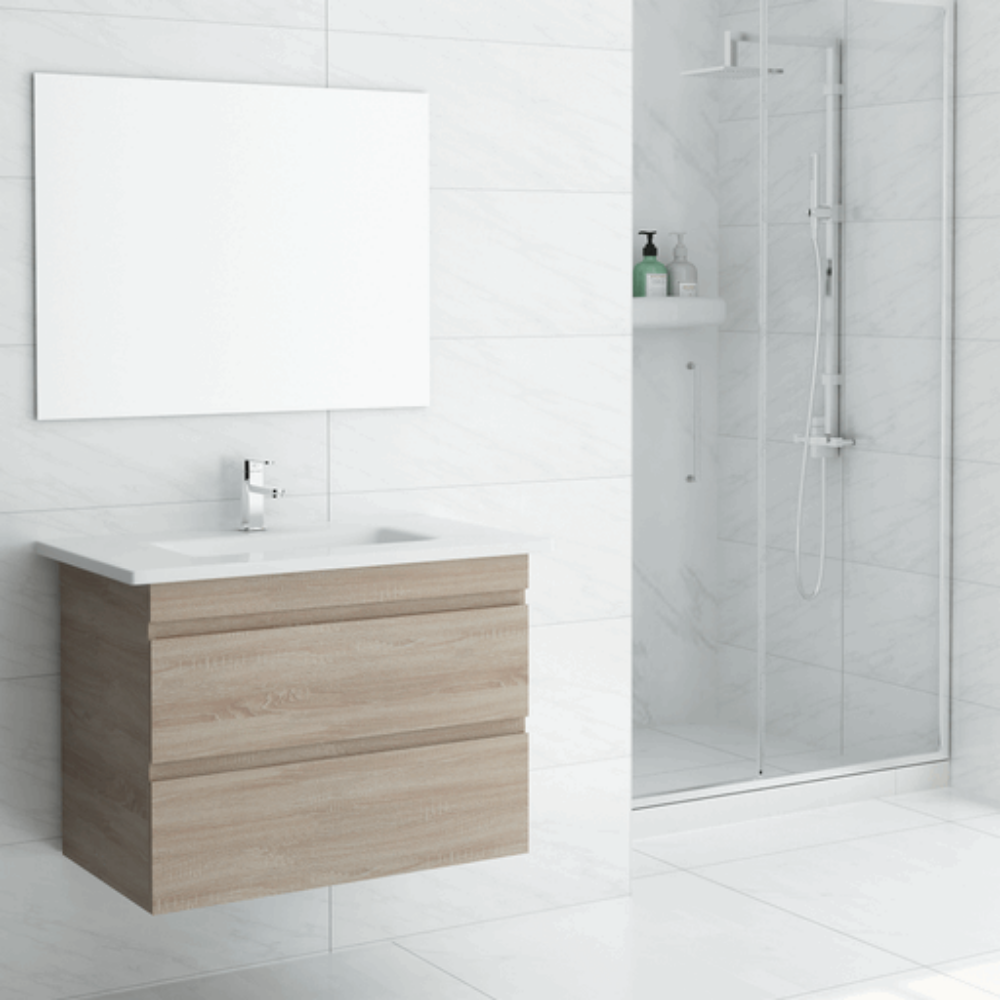 ABS MF Light American Oak Wall Hung Vanity 750mm