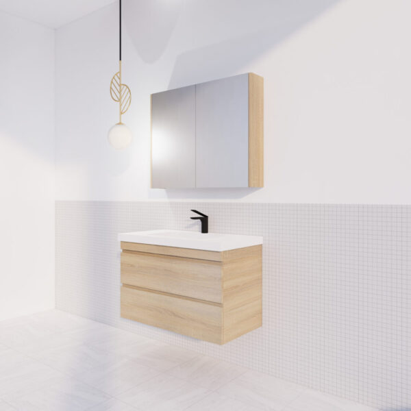 ABS MF Light American Oak Wall Hung Vanity 900mm