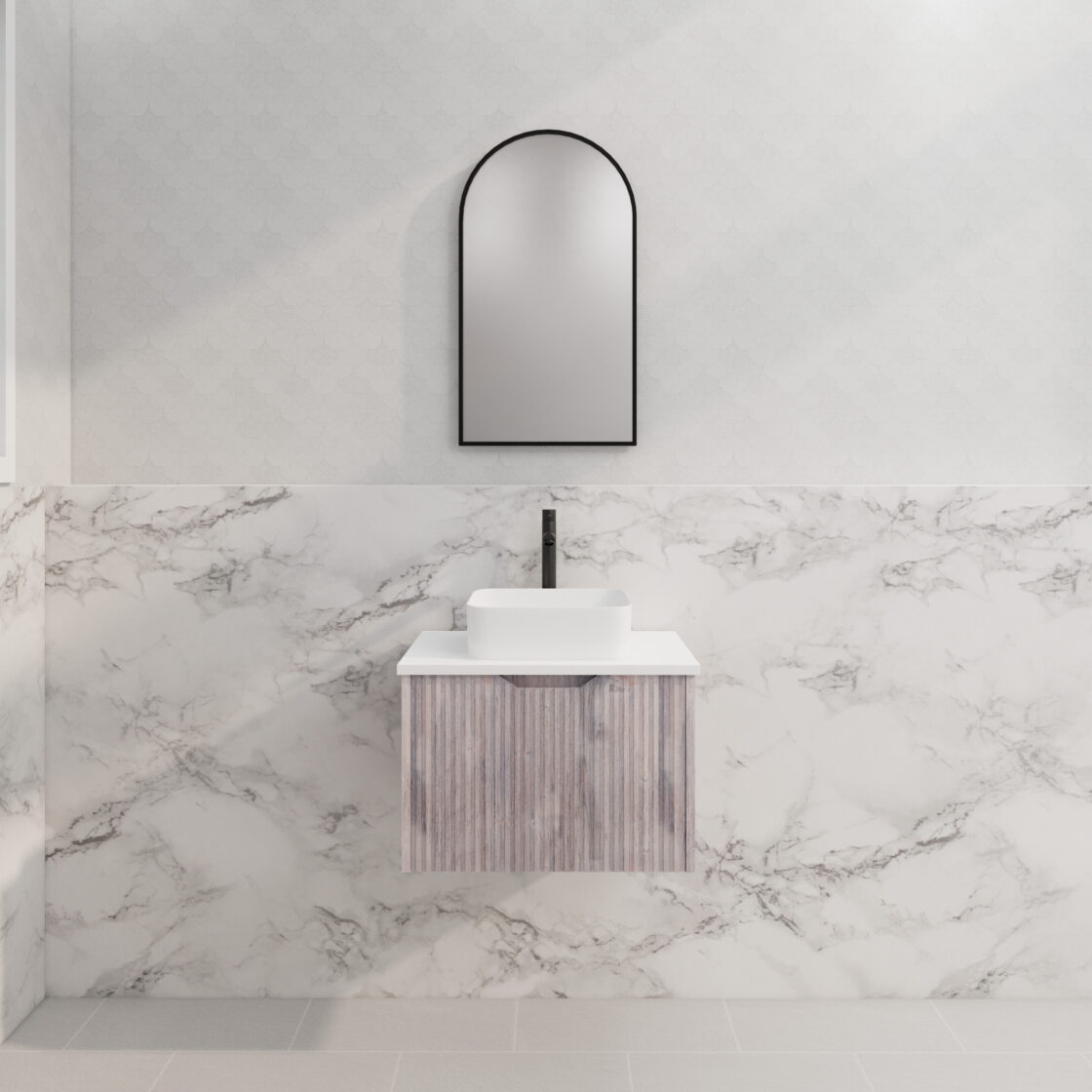 ABS VIENNA Wall Hung Vanity White Oak 600mm
