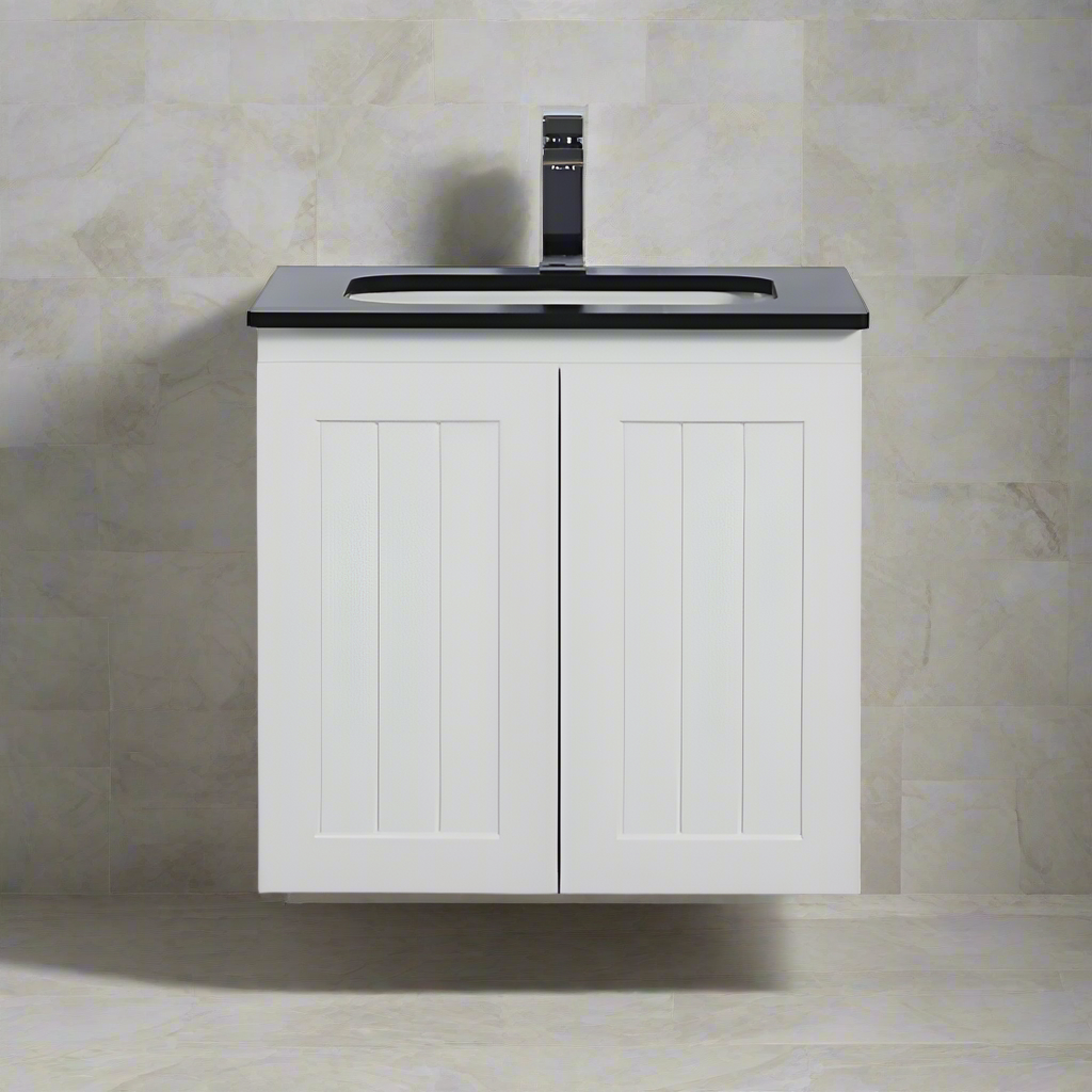 ACACIA SHAKER Matte White PVC Wall Hung Vanity 600
