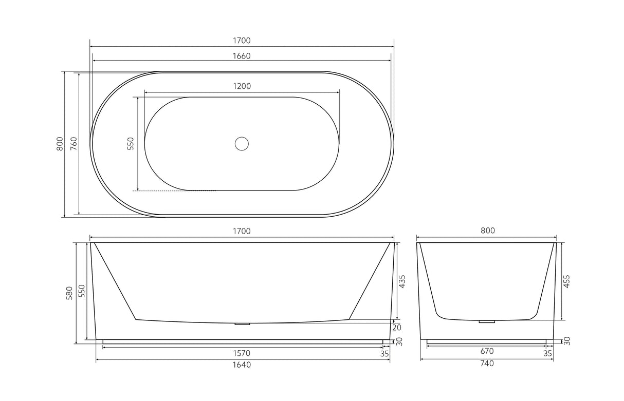 Ally Groove Freestanding Bathtub with Non-Overflow (Matte Black)(1500/1700mm)