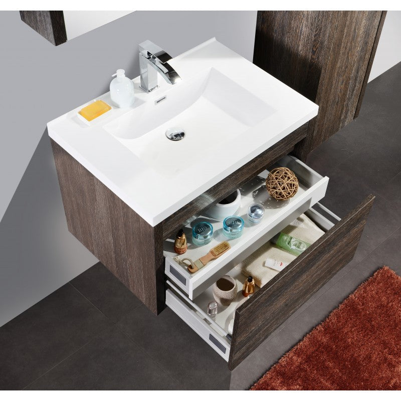 ALEXANDRA Wall Hung Vanity Silver Oak 760mm - Clearance