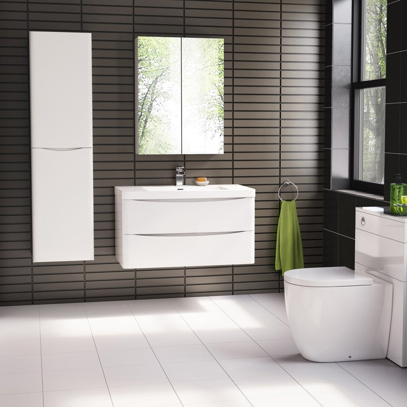 ANCONA Wall Hung Vanity Gloss White 1200mm - Clearance