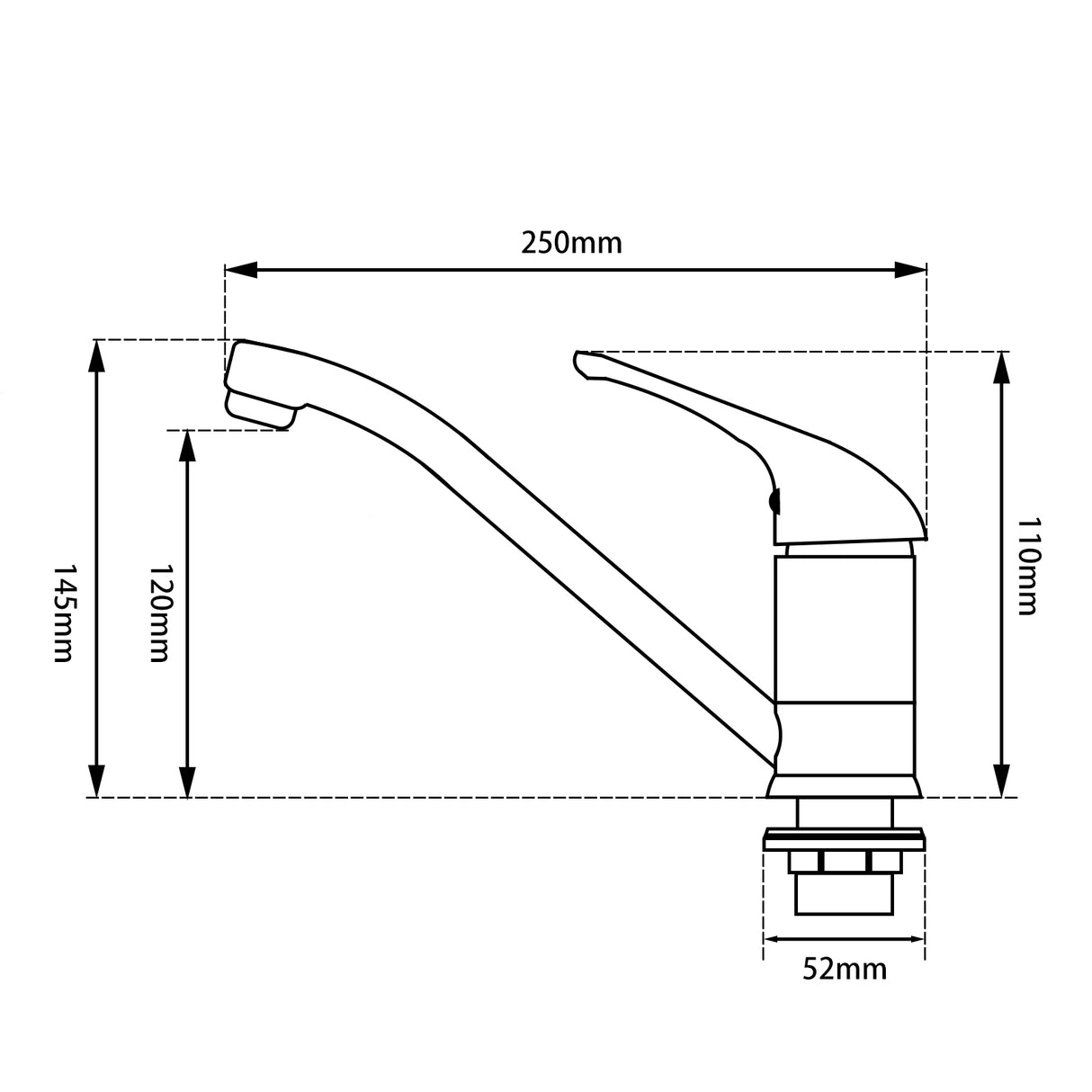 AQU Chrome Kitchen Sink Mixer Swivel Spout Brass
