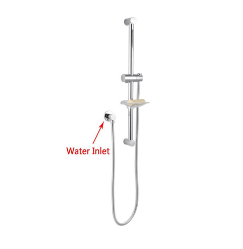 AQU Round Chrome Shower Rail with Soap Dish (without Handheld Shower)