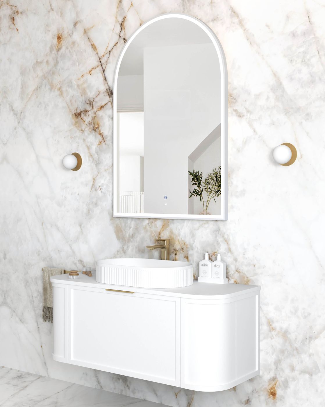 ARCHIE LED Metal Frame Mirror 1200x800mm Matte White
