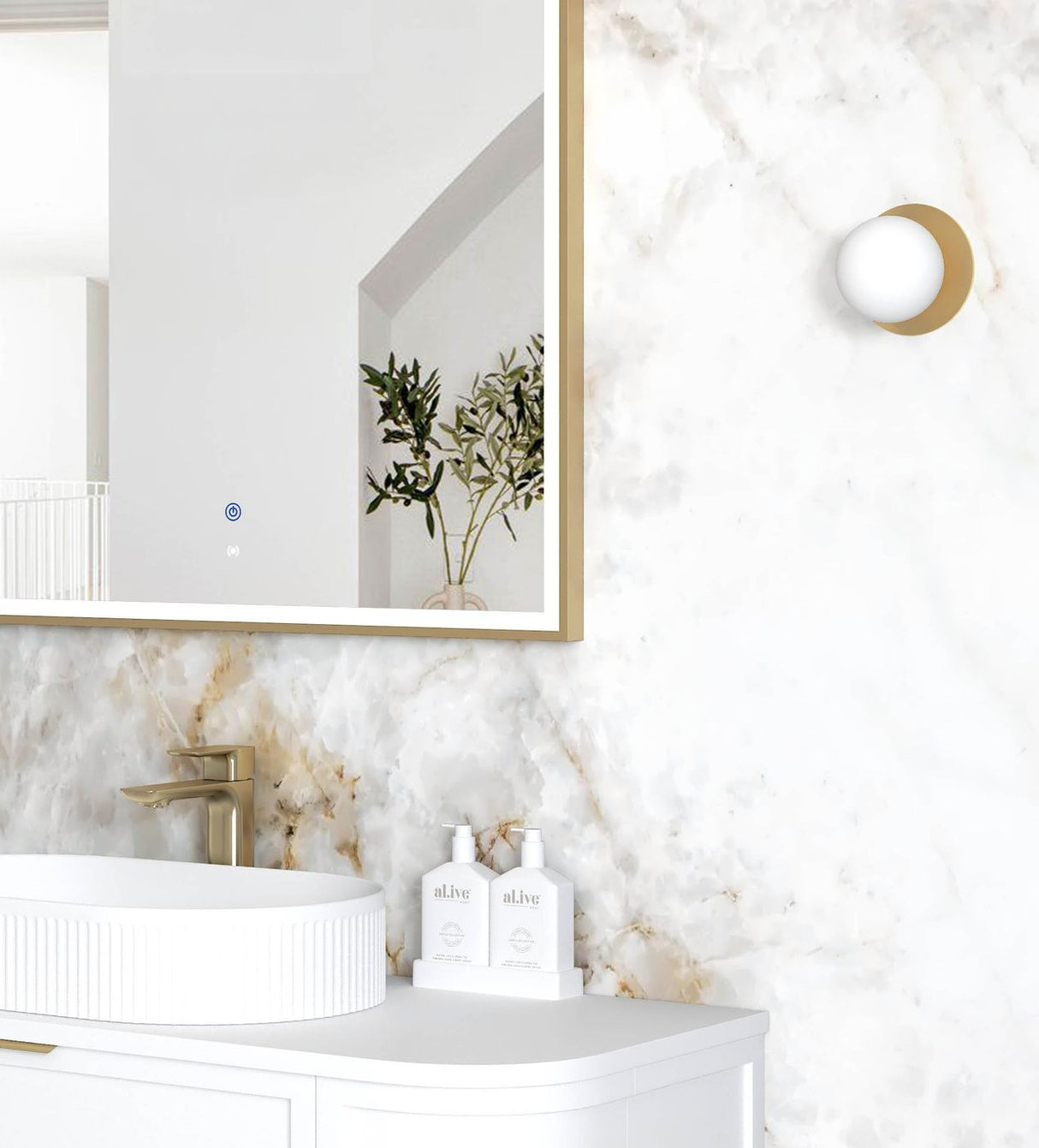 ARCHIE LED Metal Frame Mirror 1500x1000mm Brushed Gold