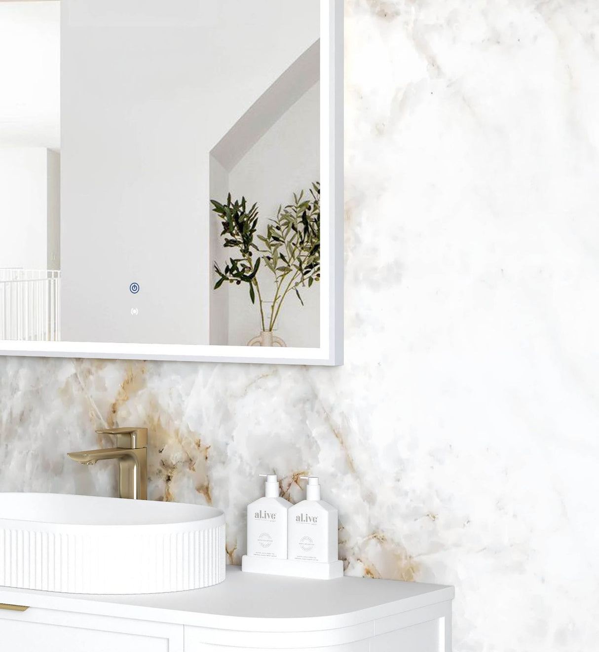 ARCHIE LED Metal Frame Mirror 1500x1000mm Matte White