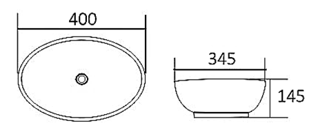 ARTIS Above Counter Basin White (Oval: 400x345x145)