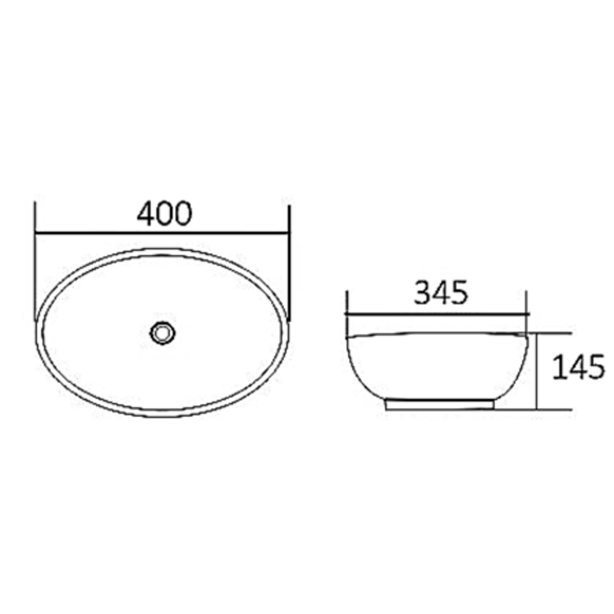 ARTIS Above Counter Basin White (Oval: 400x345x145)